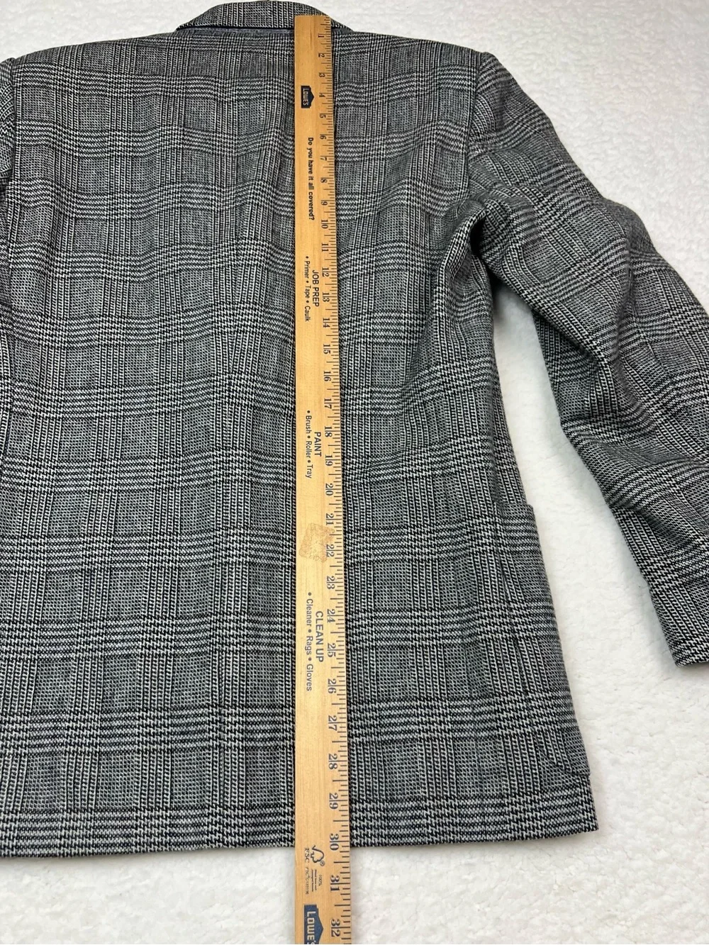 Vintage Yves Saint Laurent Light Grey Plaid Blazer Sport Coat Jacket Size Small
